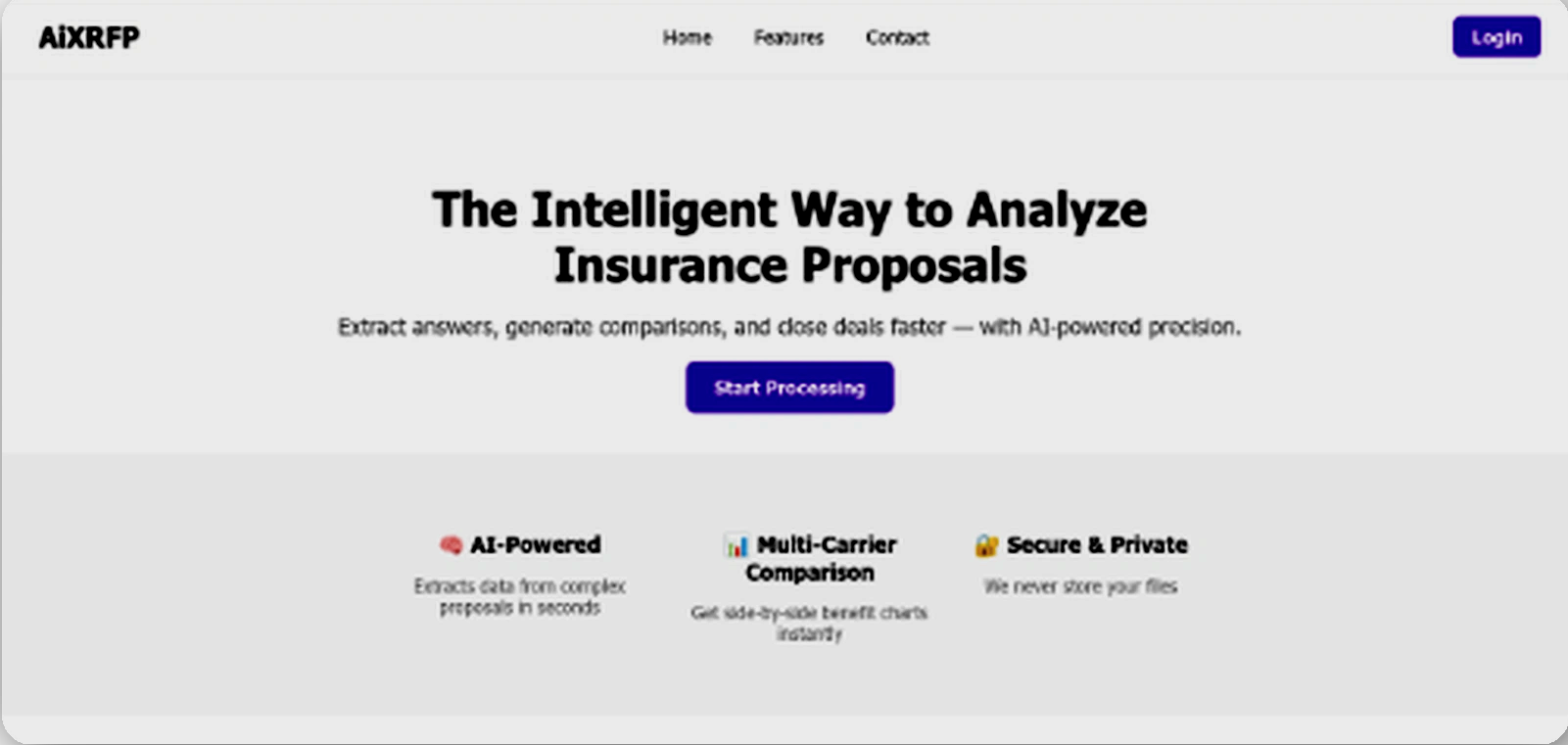 Prototype UI: RFP intake and analysis overview